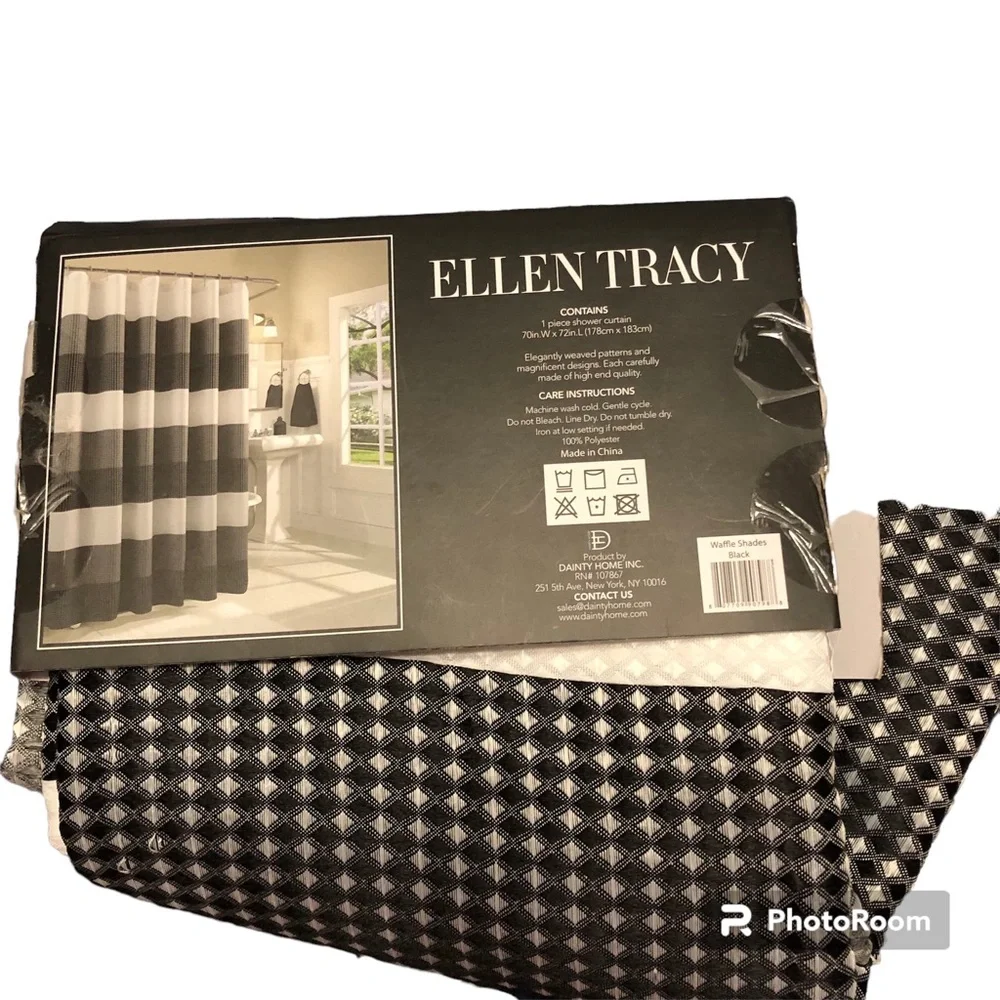 NWT Ellen Tracy Waffle Weave Ombré Shower Curtain